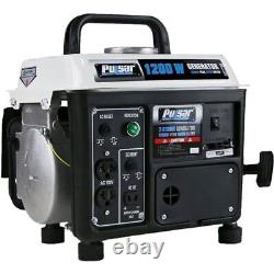 1200W Carrying Handle Gas-Powered Portable Generator 120V Camping Black/White