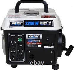 1200W Carrying Handle Gas-Powered Portable Generator 120V Camping Black/White