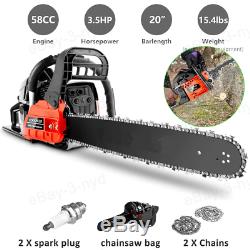 20'' Gas Chainsaw 58CC 2-Stroke Gas Powered Chain Saw for Cutting Wood Portable