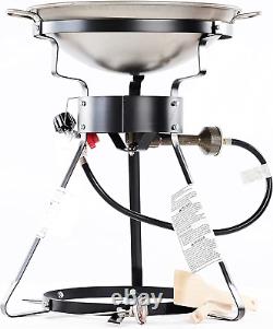 24WC 12 Portable Propane Outdoor Cooker with Wok, 18.5 L X 8 H X 18.5 W, Bla