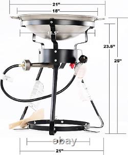 24WC 12 Portable Propane Outdoor Cooker with Wok, 18.5 L X 8 H X 18.5 W, Bla