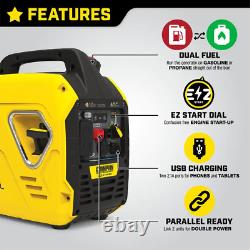 2500W Recoil Start Portable Gas and Propane Powered Dual Fuel Inverter Generator