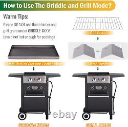2-Burner Gas Grill and Griddle Combo Small Flat Top Grill Outdoor Propane BBQ Gr
