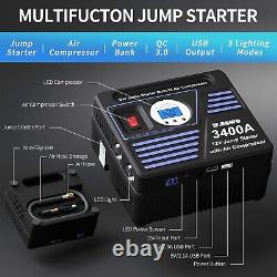 30000mAh Digital Screen Car Jump Starter + Air Compressor Battery Power Charger