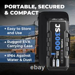 3000A 12V Gas/Diesel Super Safe Lithium Jump Starter Portable Battery Booster