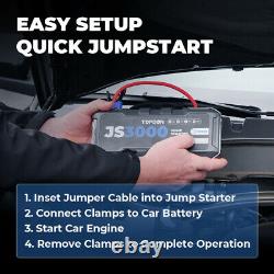 3000A Portable Jump Starter 12V Gas/Diesel Battery Booster Jumper Box Power Bank