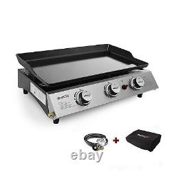 3-Burner 26,400-BTU Portable Gas Grill Griddle Outdoor Camping Tabletop BBQ Cook