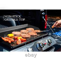 3-Burner 26,400-BTU Portable Gas Grill Griddle Outdoor Camping Tabletop BBQ Cook