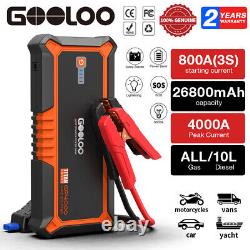 4000A Portable Car Jump Starter 26800mAh Power Bank 12V Battery Charger GOOLOO