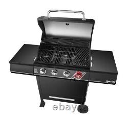 4-Burner Propane Gas Grill BBQ Grill, Matte Black, Multifunctional Cooking System
