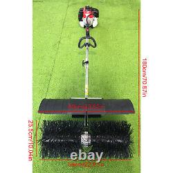 52cc 2 Stroke Gas Power Sweeper Hand Held Broom Driveway Turf Grass Cleaner Tool