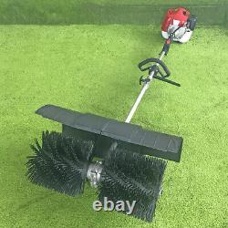 52cc 2 Stroke Gas Power Sweeper Hand Held Broom Driveway Turf Grass Cleaner Tool
