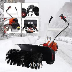 52cc Gas Power Broom Sweeper Walk-Behind Driveway Turf Grass Snow Cleaning New
