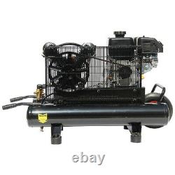 6.5 HP Portable Gas-Powered 9 Gal. Twin Stack Air Compressor 125PSI Horizontal