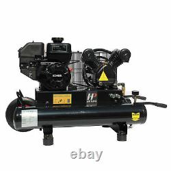 6.5 HP Portable Gas-Powered 9 Gal. Twin Stack Air Compressor 125 PSI Horizontal