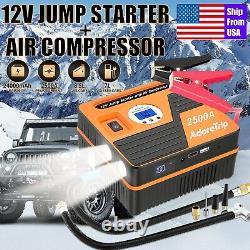 ADORETRIP 2000Amp Portable Jump Starter + Air Compressor Battery Emergency Power