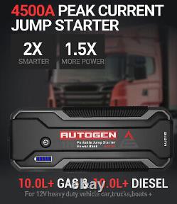 AUTOGEN 4500A 32000mAh Black Lithium Car Jump Starter For 10.0L+ Gas & Diesel