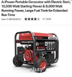 A-iPower 10,000-Watt Portable RV Ready Gas Powered Generator with Electric Start