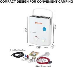 Camplux 5L Outdoor Portable Water Heater, 1.32 GPM Tankless Propane Gas Water He