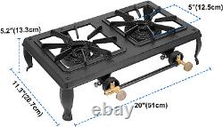 Cast Iron Camping Stove 2 Burner Stove Propane Gas Cooker for Outdoor Camping, B