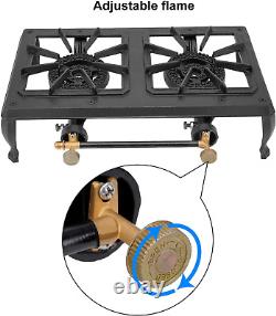 Cast Iron Camping Stove 2 Burner Stove Propane Gas Cooker for Outdoor Camping, B
