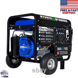 DuroMax 10,000-Watt Portable Dual Fuel Gas Powered Generator With Electric Start