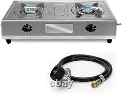 Gas Stove Portable 2 Burner, Double Gas Stove Stainless Steel Camping Stove -Pro