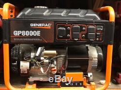 Generac GP8000E 8,000 Watt Electric Start Gas Powered Portable Generator 0.2hrs