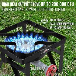 Hike Crew Cast Iron Single-Burner Outdoor Gas Stove 220,000 BTU Portable Propa