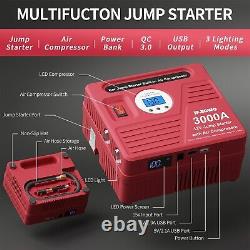 JF. EGWO 3000A 24000mAh Car Jump Starter + Air Compressor Booster USB Power Bank