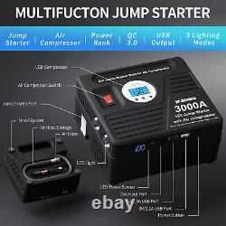 JF. EGWO 3000 Amp Car Jump Starter Booster + Air Compressor Portable Power Bank