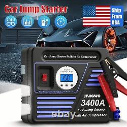 JF. EGWO 3400A 12V Car Jump Starter + 150PSI Air Compressor Portable Power Bank