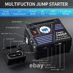 JF. EGWO 3400A 12V Car Jump Starter + 150PSI Air Compressor Portable Power Bank