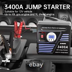 JF. EGWO 3400 Amp Portable Jump Starter + Air Compressor Battery Emergency Power