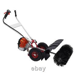 NEW 52cc Gas Power 2.5hp Sweeper Broom Driveway Turf Grass Cleaning Sweeping US