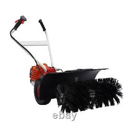 NEW 52cc Gas Power 2.5hp Sweeper Broom Driveway Turf Grass Cleaning Sweeping US