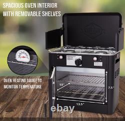 Outdoor Gas Camping Oven Portable Propane-Powered 2-Burner Stove & Oven