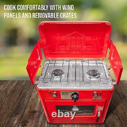Outdoor Gas Camping Oven WithCarry Bag 2-In-1 Portable Propane-Powered Stovetop