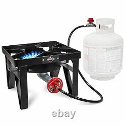 Outdoor Gas Stove Portable Propane Powered Cooktop Black Color Classic Design