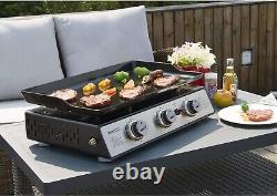 Portable 3-Burner Gas Grill Griddle 25,500 BTUs Easy Assembly Grease Cup