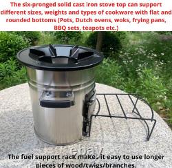Portable Charcoal Stove Outdoor Wood Stove, Rocket Stove For Camping