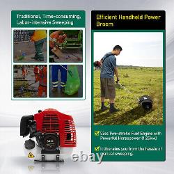 Portable Gas Power Handheld Sweeper Air Cooled Broom Driveway Walkway Cleaning