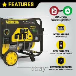 Portable Generator 6250-Watt Gas and Propane Powered Dual-Fuel with CO Shield