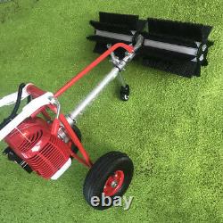 Portable Grass Brush Power Broom Handheld Turf Lawn Sweeper Tool 43CC Gas Power