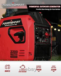 Powersmart Portable Generator, 2200 Watts Inverter Generator Gas Powered, Super