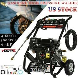 Pressure Washer Max 3000PSI 6.5HP Gas with Power Spray Gun 4-Stroke 5 Nozzles