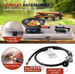 Propane Gas Cooktop 2 Burner Gas Stove Portable Stainless Steel Stove Auto Ignit