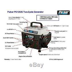 Pulsar 1200-Watt Quiet Portable Gas Powered Generator Home RV Camping Tailgating