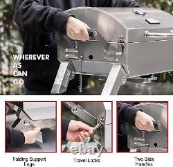 Stainless Steel Portable Grill with Two Handles and Travel Locks