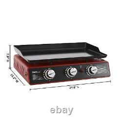 Tabletop 24 Inch Gas Grill Portable 3-Burner Griddle 25500 BTU Cooking Power New